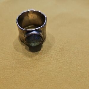 Brutalist-style textured band ladies ring marked Israel 925